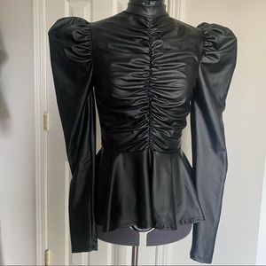 SOLD Puff Long Sleeve Ruched Turtle Neck Top